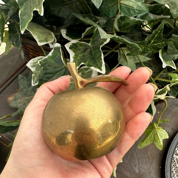 Vintage Solid Brass Apple Bell figurine Teacher Appreciation Gift - Picture 4 of 6
